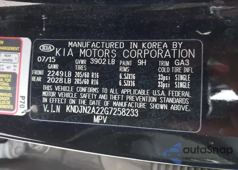 2016 Kia Soul from USA, damaged, VIN KNDJN2A22G7258233